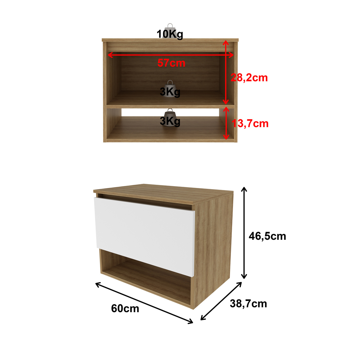 Ver imagem 7 de Gabinete Banheiro 1 Porta 60cm Suspenso Multimóveis CR10086 Amêndoa/Branco