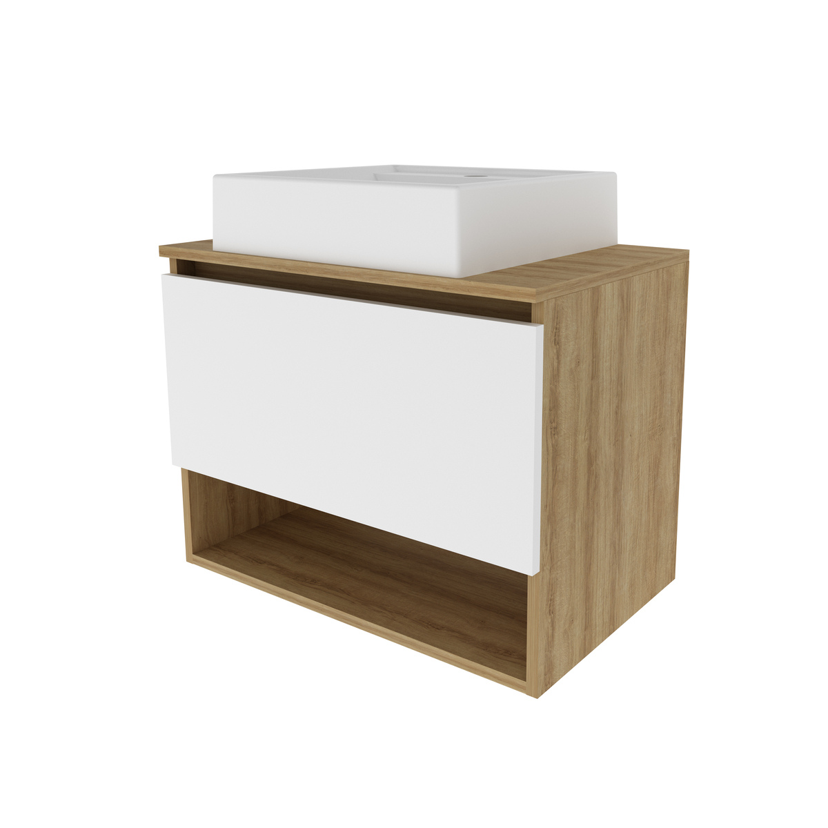 Ver imagem 5 de Gabinete Banheiro 1 Porta 60cm Suspenso Multimóveis CR10086 Amêndoa/Branco