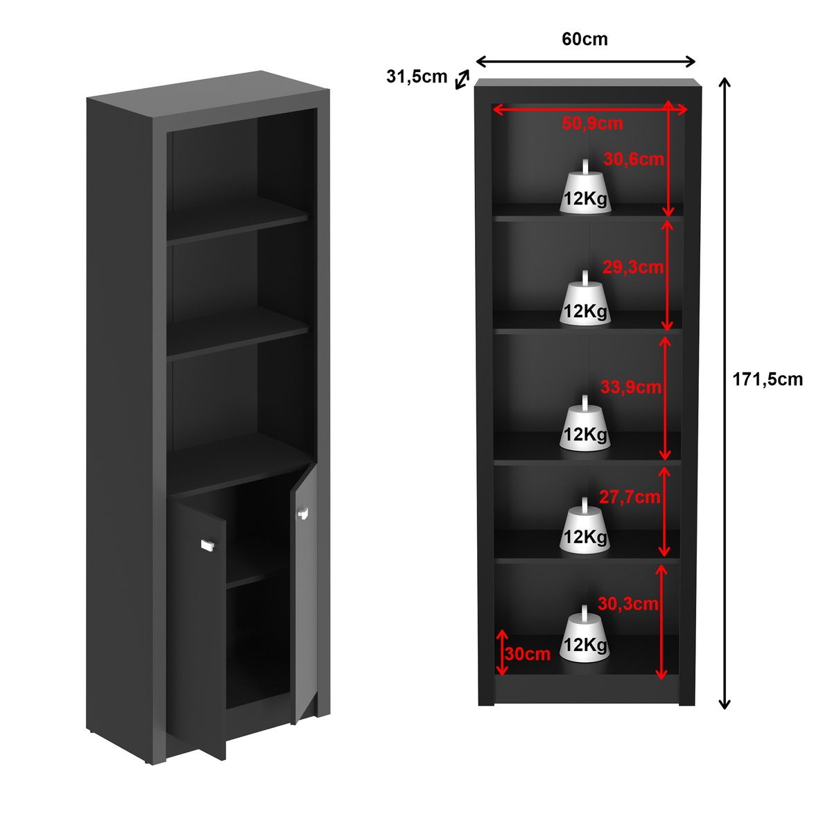 Ver imagem 4 de Armário Escritório com 2 Portas Multimóveis CR25020 Preto