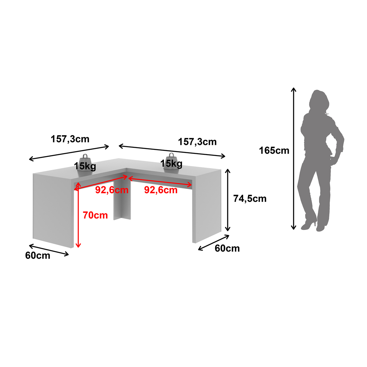 Escrivaninha/Mesa Escritório de Canto Multimóveis CR25024 Branca - 6