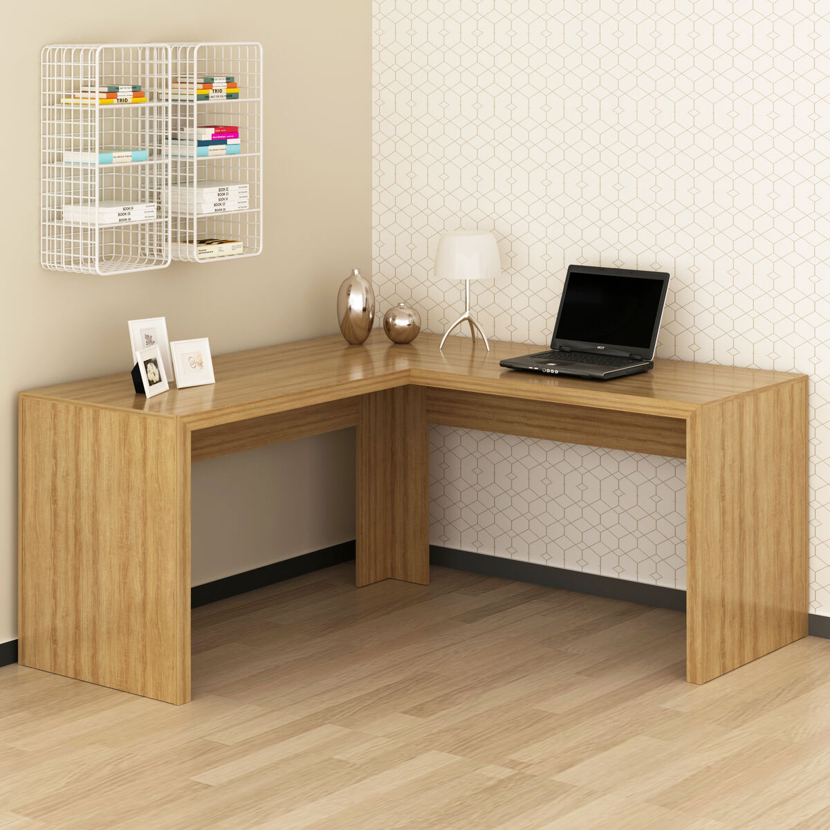 Ver imagem 1 de Escrivaninha/Mesa Escritório de Canto Multimóveis CR25024 Amendoa