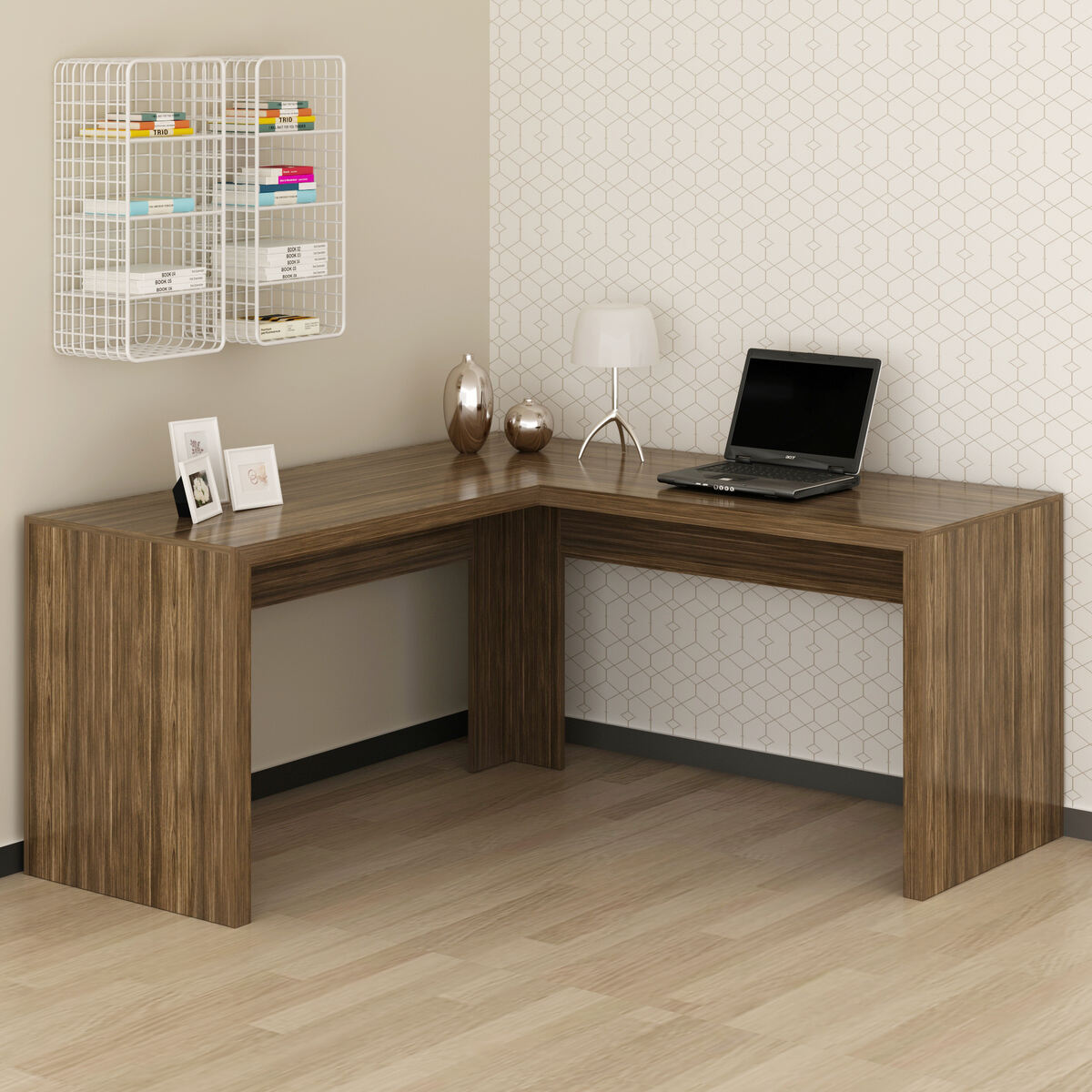 Ver imagem 1 de Escrivaninha/Mesa Escritório de Canto Multimóveis CR25024 Nogal