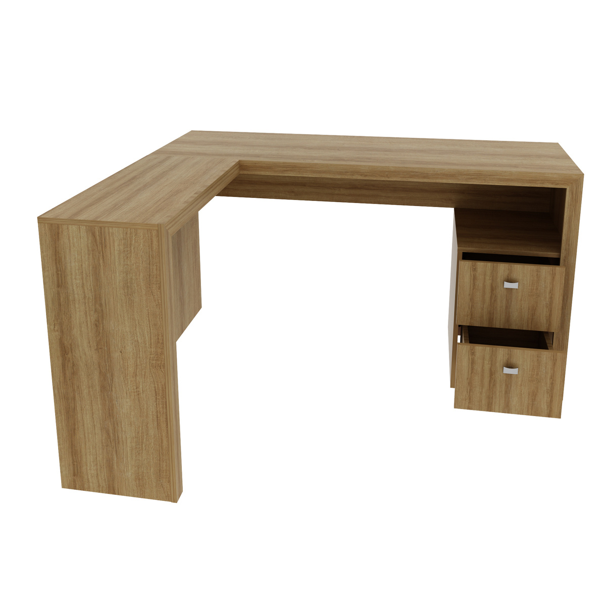 Ver imagem 3 de Escrivaninha/Mesa Escritório de Canto com 2 gavetas Multimóveis CR25032 Amendoa