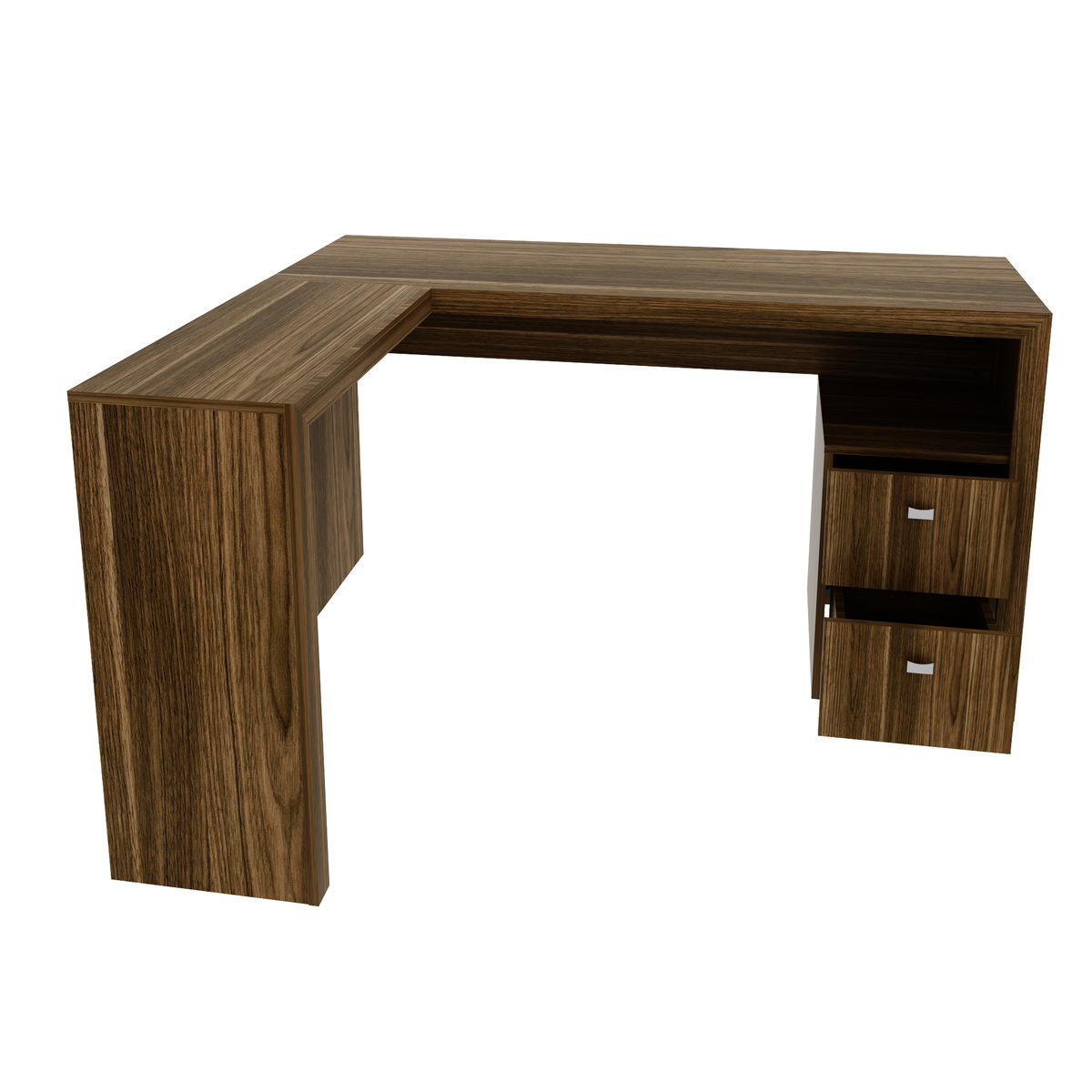 Ver imagem 3 de Escrivaninha/Mesa Escritório de Canto com 2 gavetas Multimóveis CR25032 Nogal