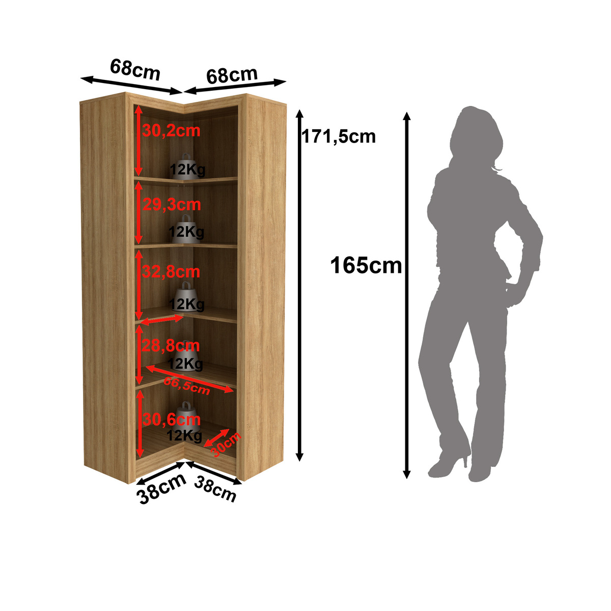 Ver imagem 5 de Estante Armário de Canto Multimóveis CR25034 Amendoa