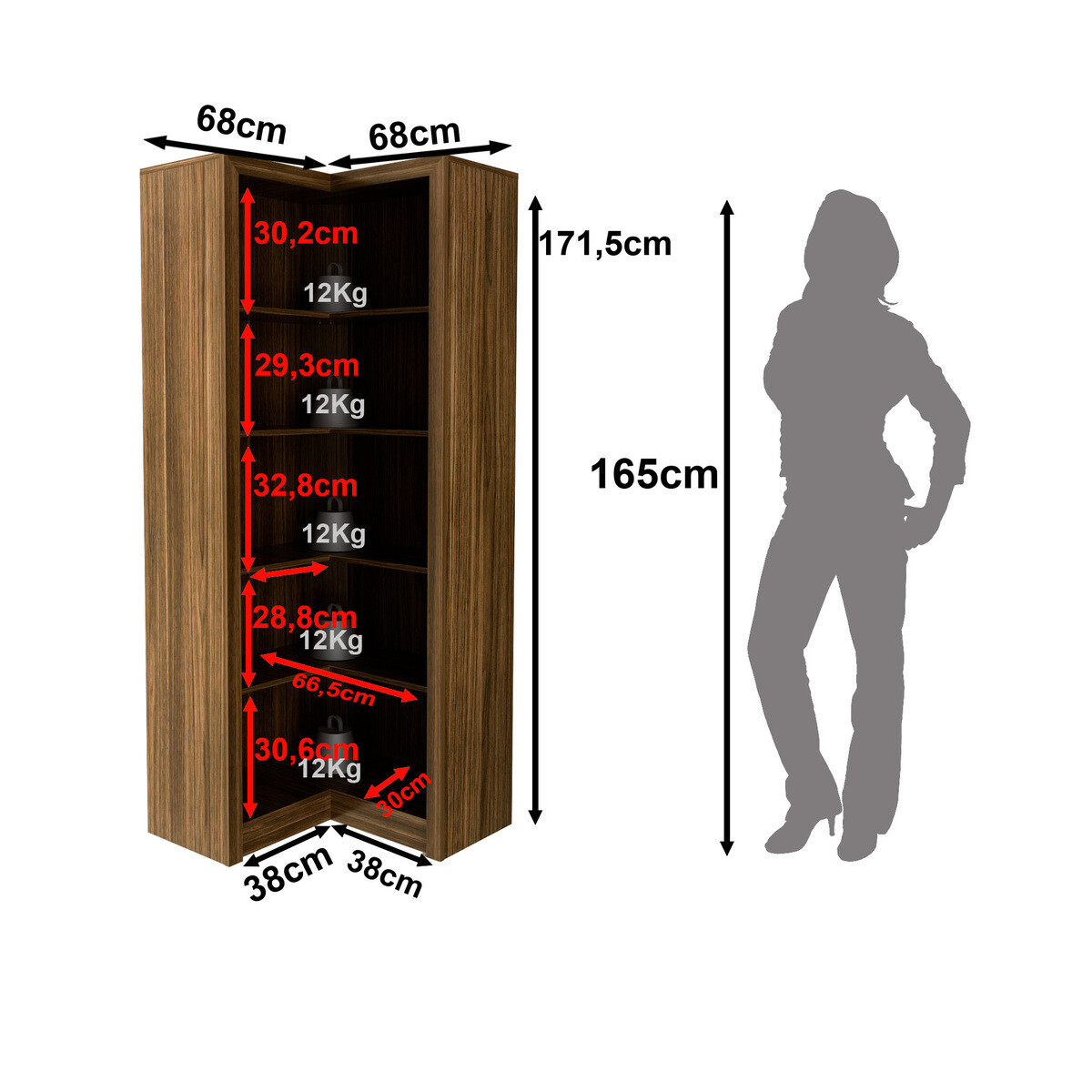 Ver imagem 3 de Estante Armário de Canto Multimóveis CR25034 Nogal