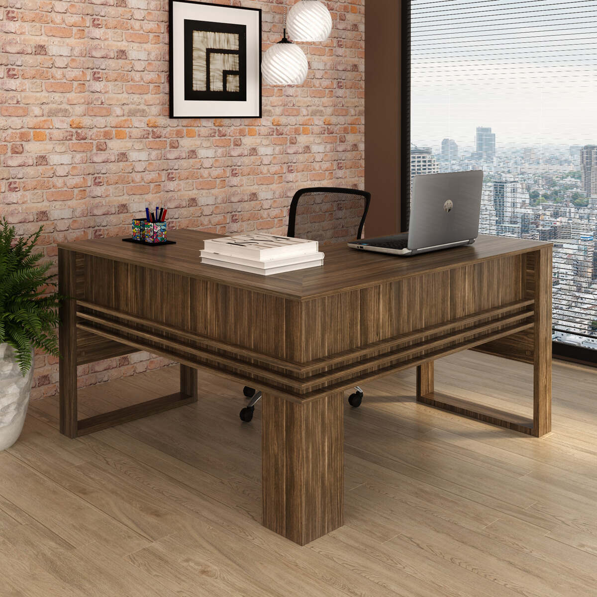 Ver imagem 2 de Mesa Escritório de Canto Multimóveis CR25042 Nogal