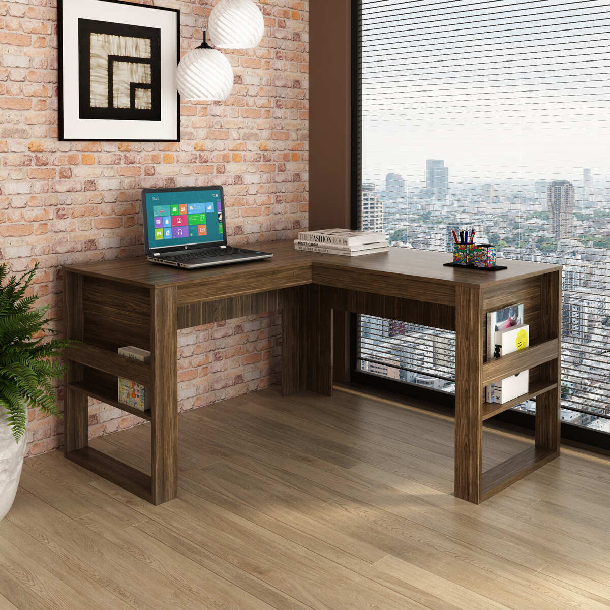 Ver imagem 1 de Mesa Escritório de Canto Multimóveis CR25042 Nogal