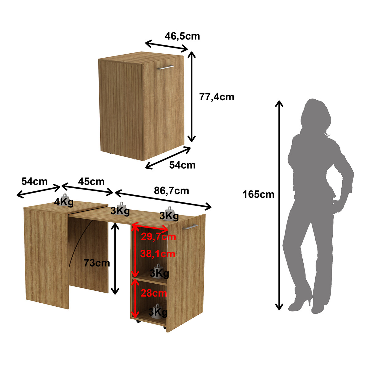 Escrivaninha Articulável Multimóveis CR25065 Amendoa - 4